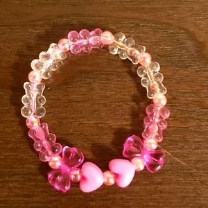 Home made bead bracelet: pink and clear gummy bear
